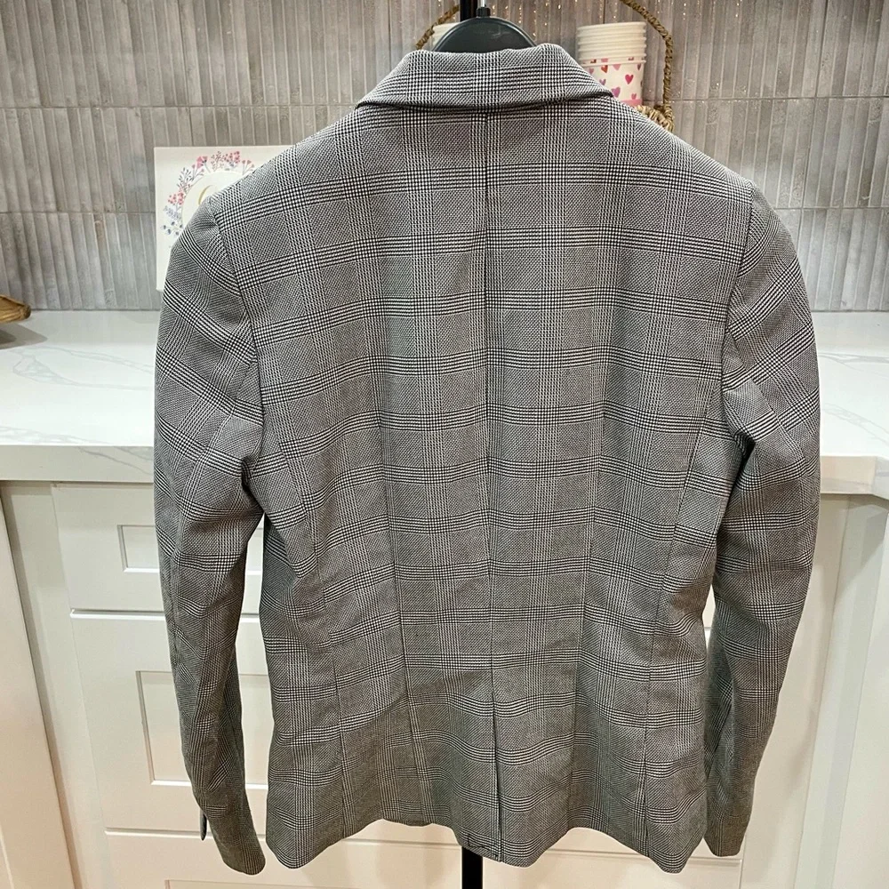 H&M Women’s Gray Houndstooth Plaid‎ Blazer Size 6
